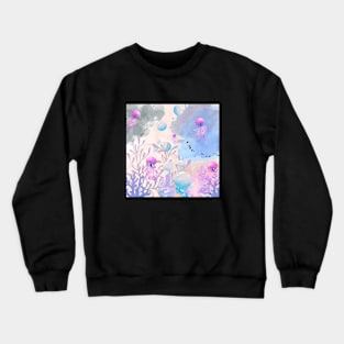 beautiful ocean with jellyfish Crewneck Sweatshirt